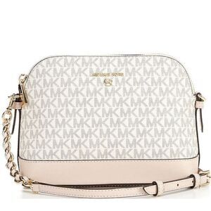 Michael Kors Greenwich Jet Set Charm Dome Crossbody Bag Vanilla White Soft Pink